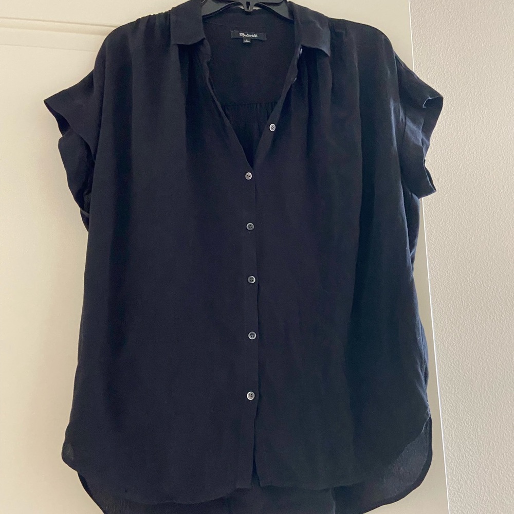 Madewell Button Up Central Shirt Black sz S